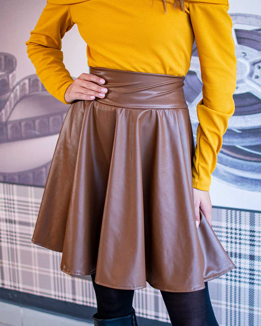 Minifalda Ecocuero Carlina Marron