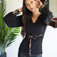 Polera Broome Black Mangas Print
