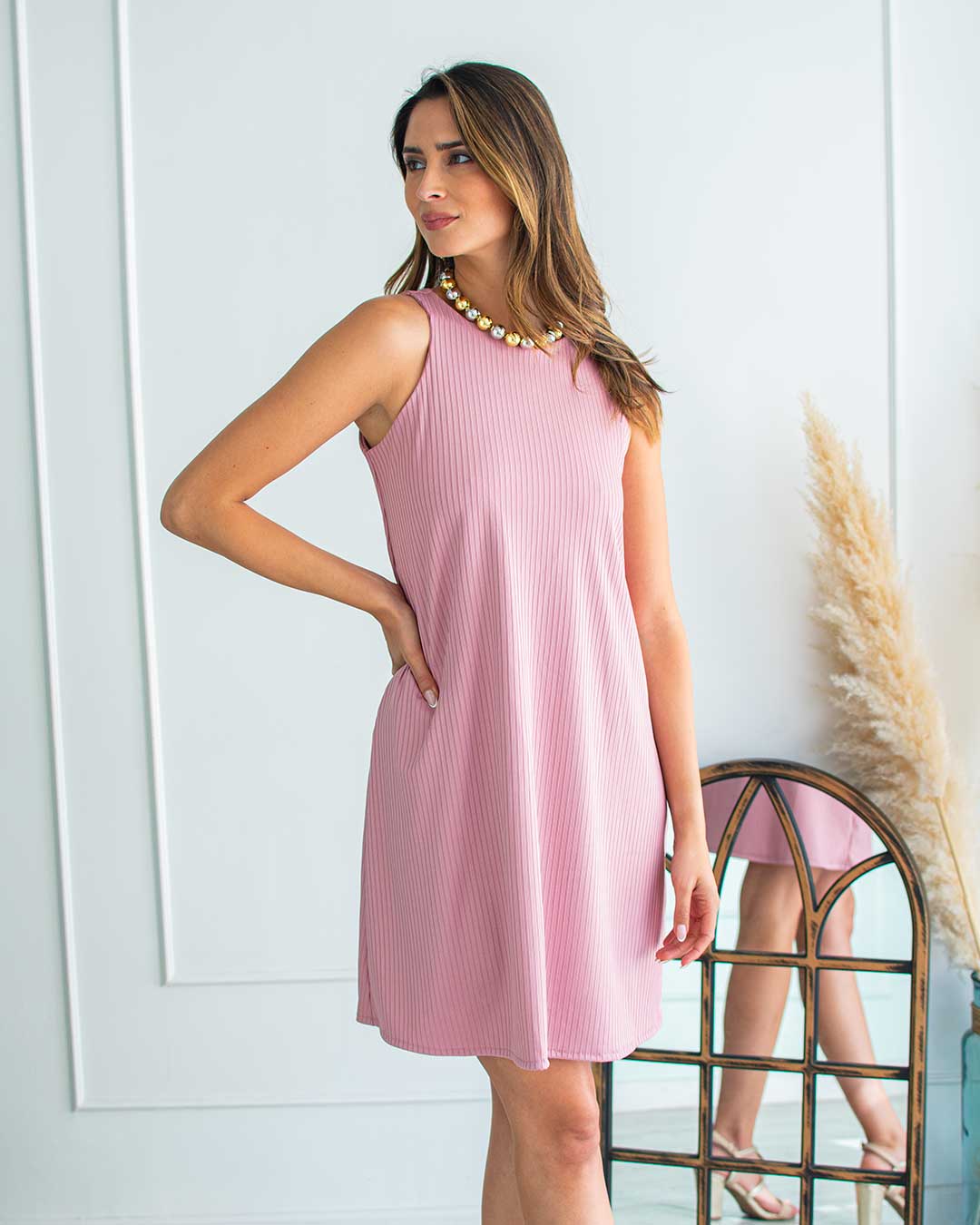 Vestido Florida Palo Rosa
