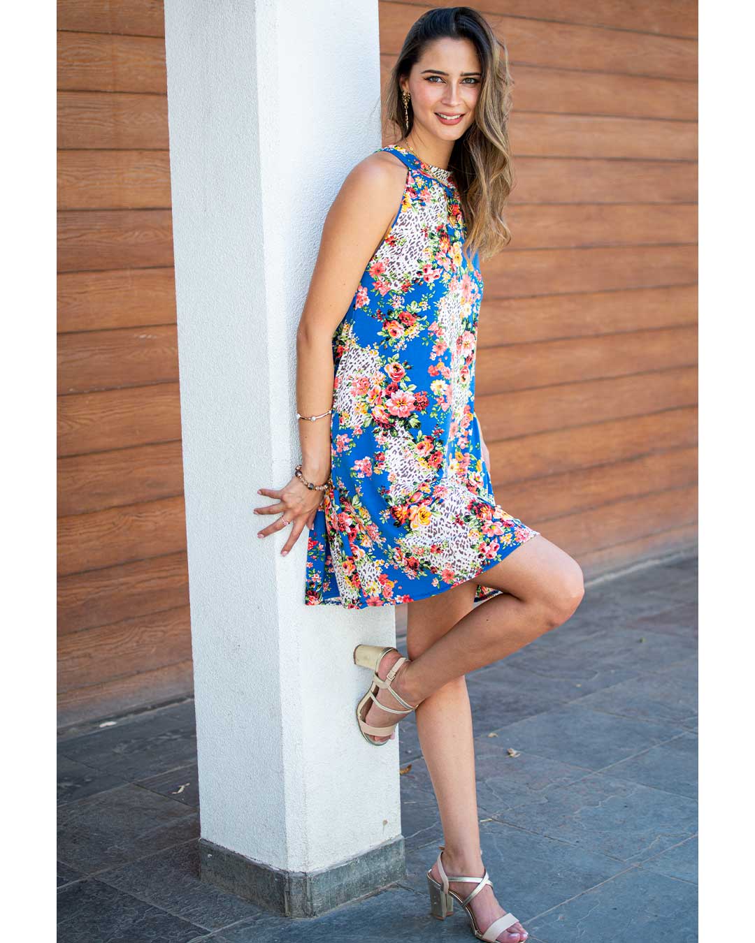 Minivestido Greta Azul De Flores
