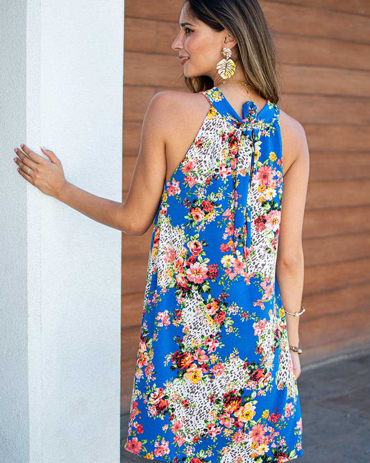 Minivestido Greta Azul De Flores