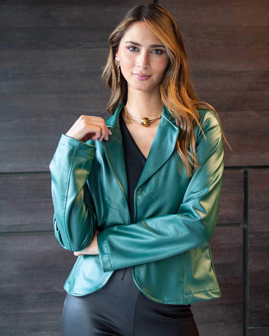 Blazer Eco Cuero Brooklin Colores Variados