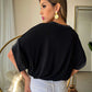 Polera Patti Color Negro Manga Brillos