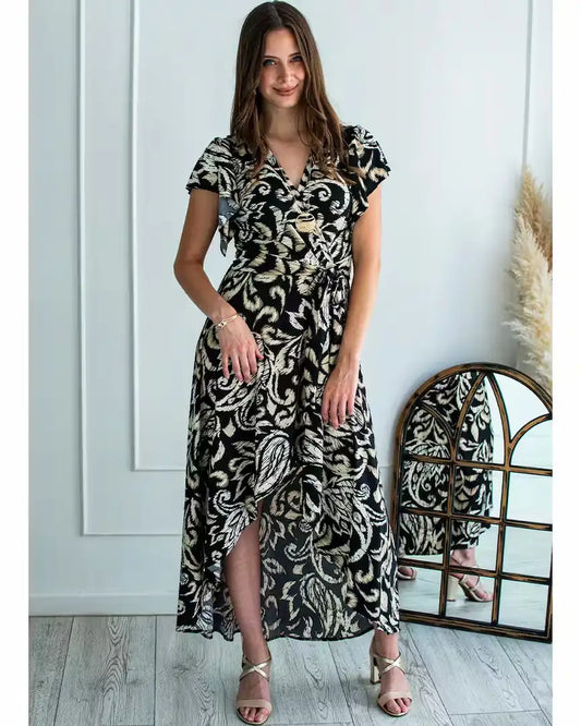 Maxivestido Pavia - Tonos Negro-Beige