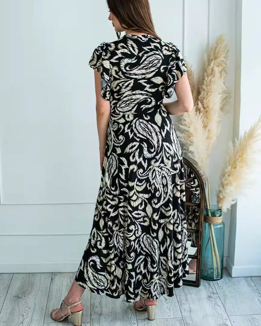 Maxivestido Pavia - Tonos Negro-Beige
