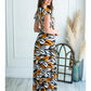Maxivestido Pavia - Tonos Negro-Naranja