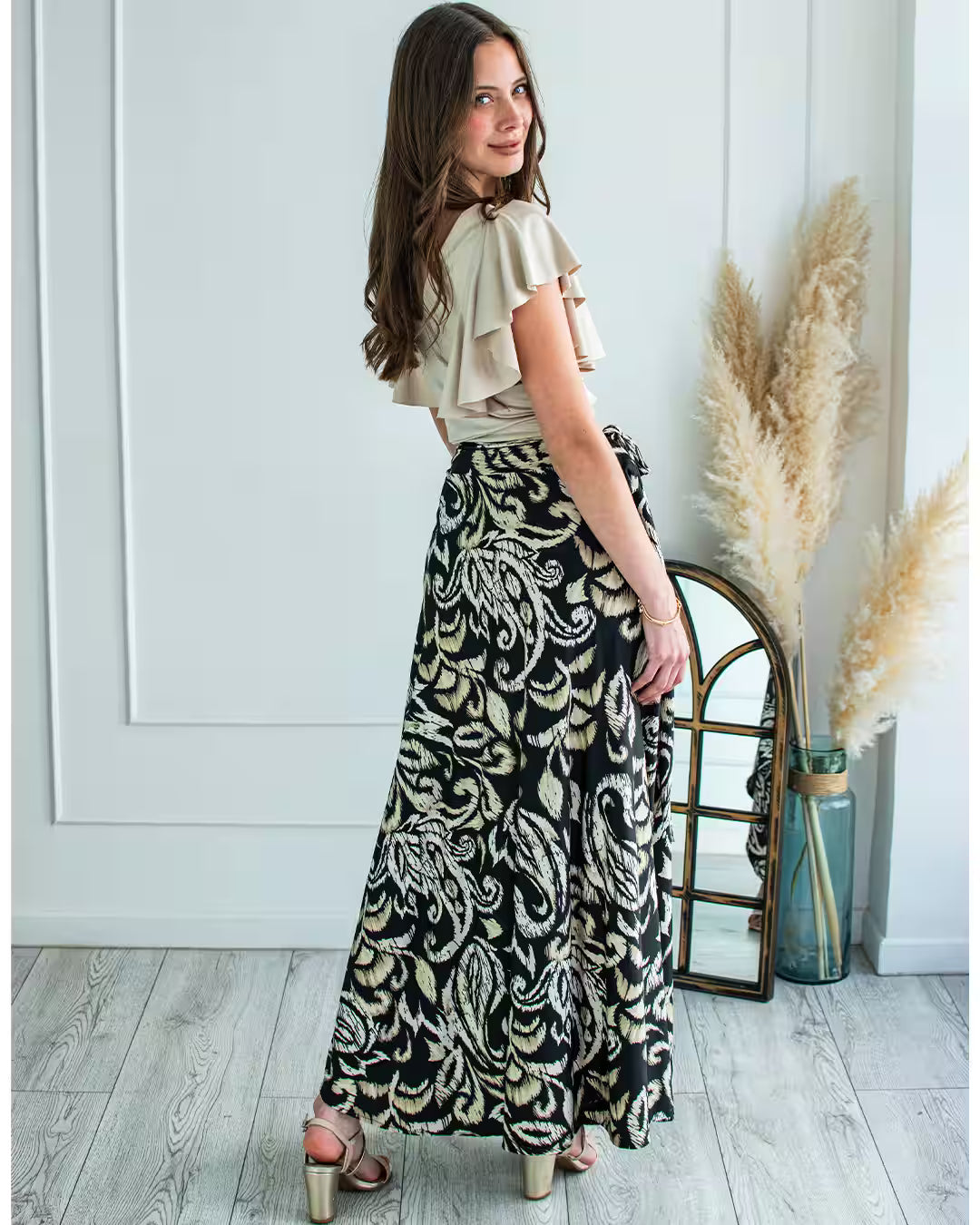 Falda Pareo - Tono Beige Negro
