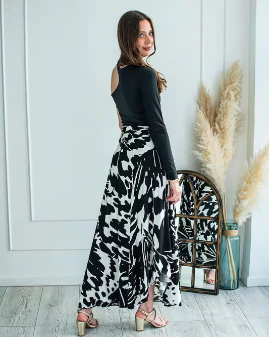 Falda Pareo - Blanco Y Negro