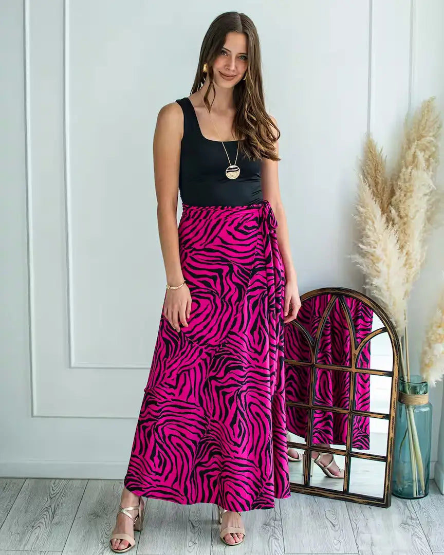 Falda Pareo - Print Fucsia