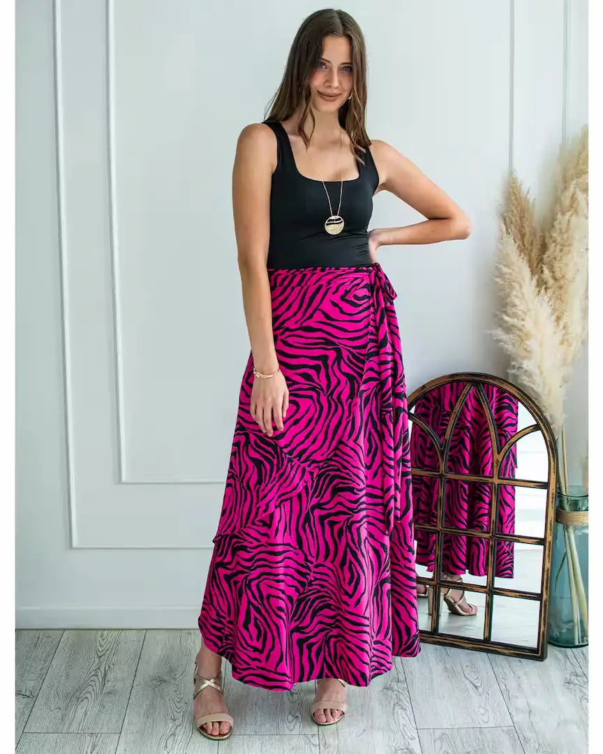Falda Pareo - Print Fucsia