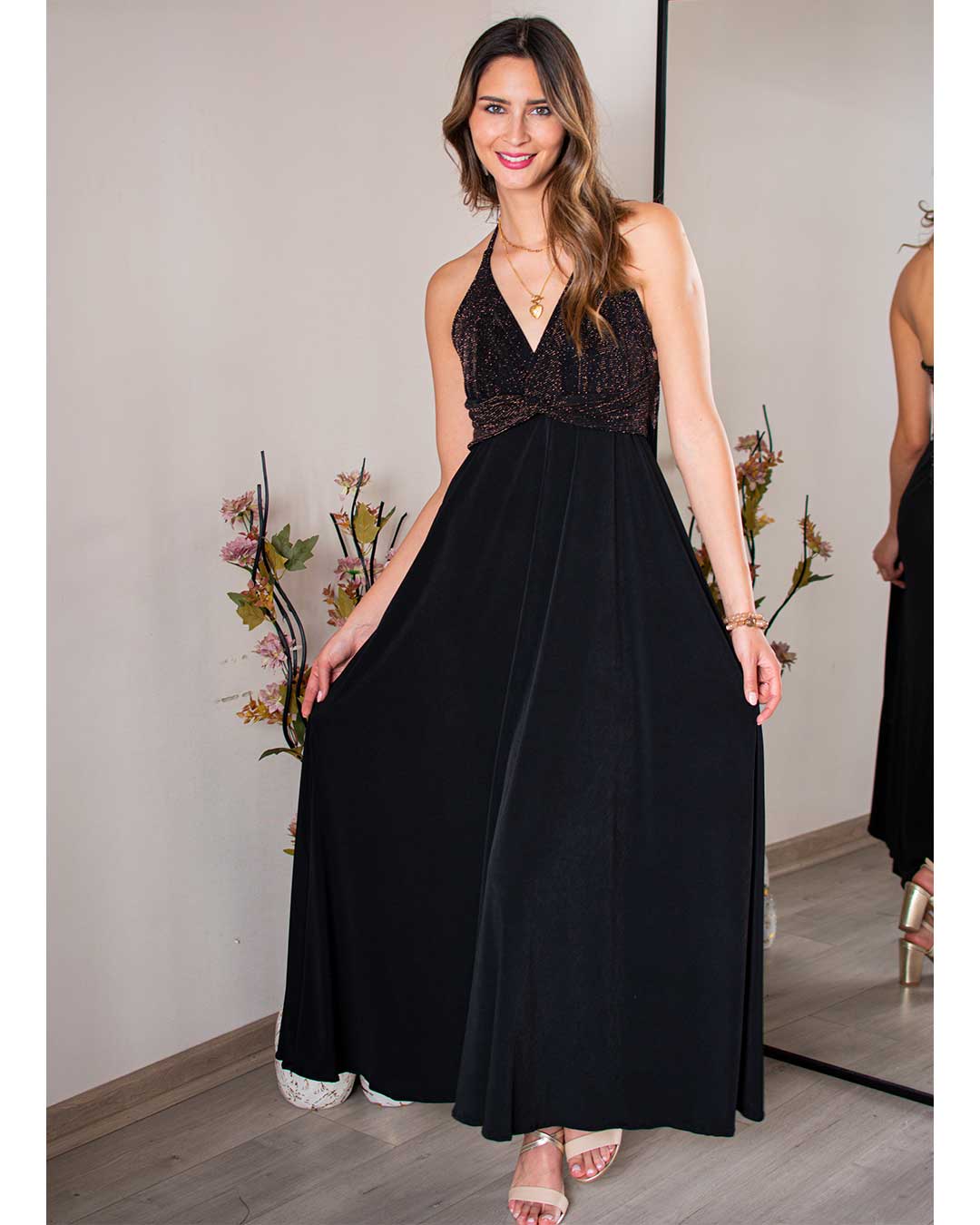 Maxivestido Alice - Brillos En Tonos Dorados