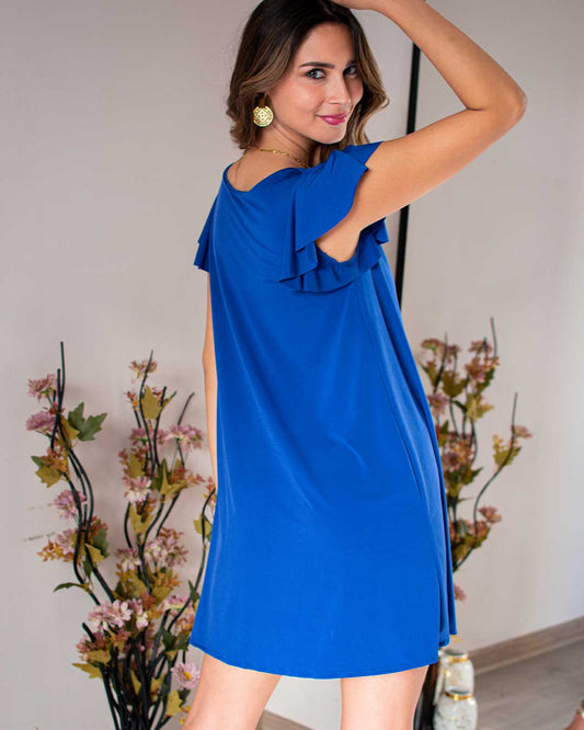 Minivestido Manga Vuelo Blue