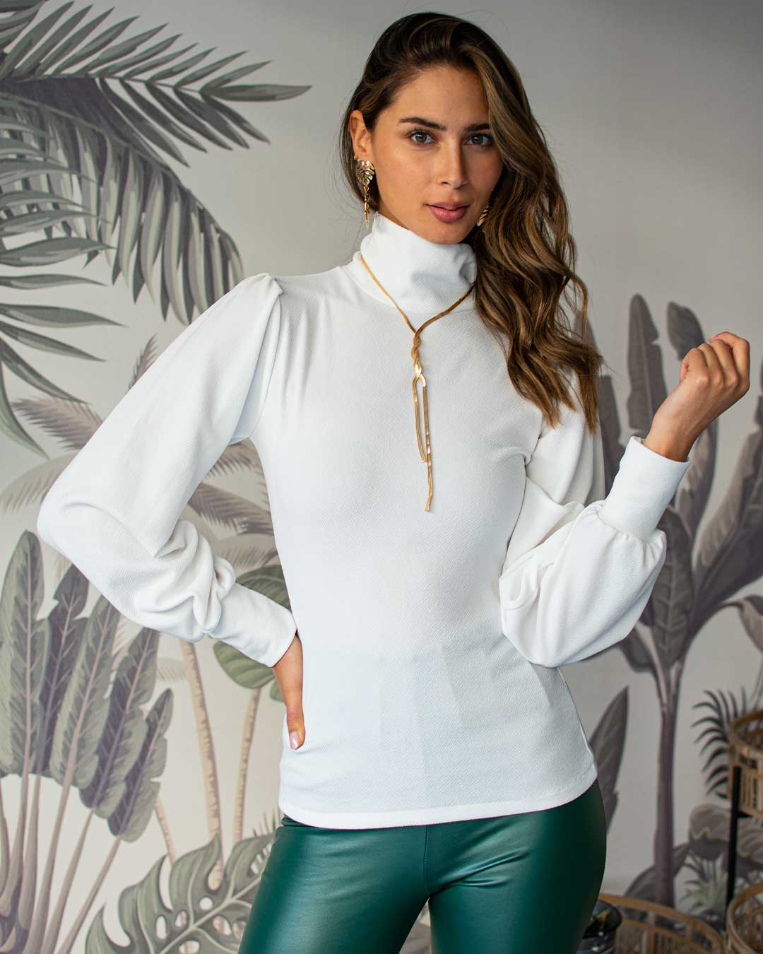 Polera Samara Cuello Beatle Blanca