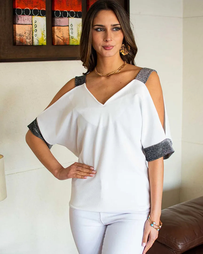 Polera Katita - Brillos Plateados